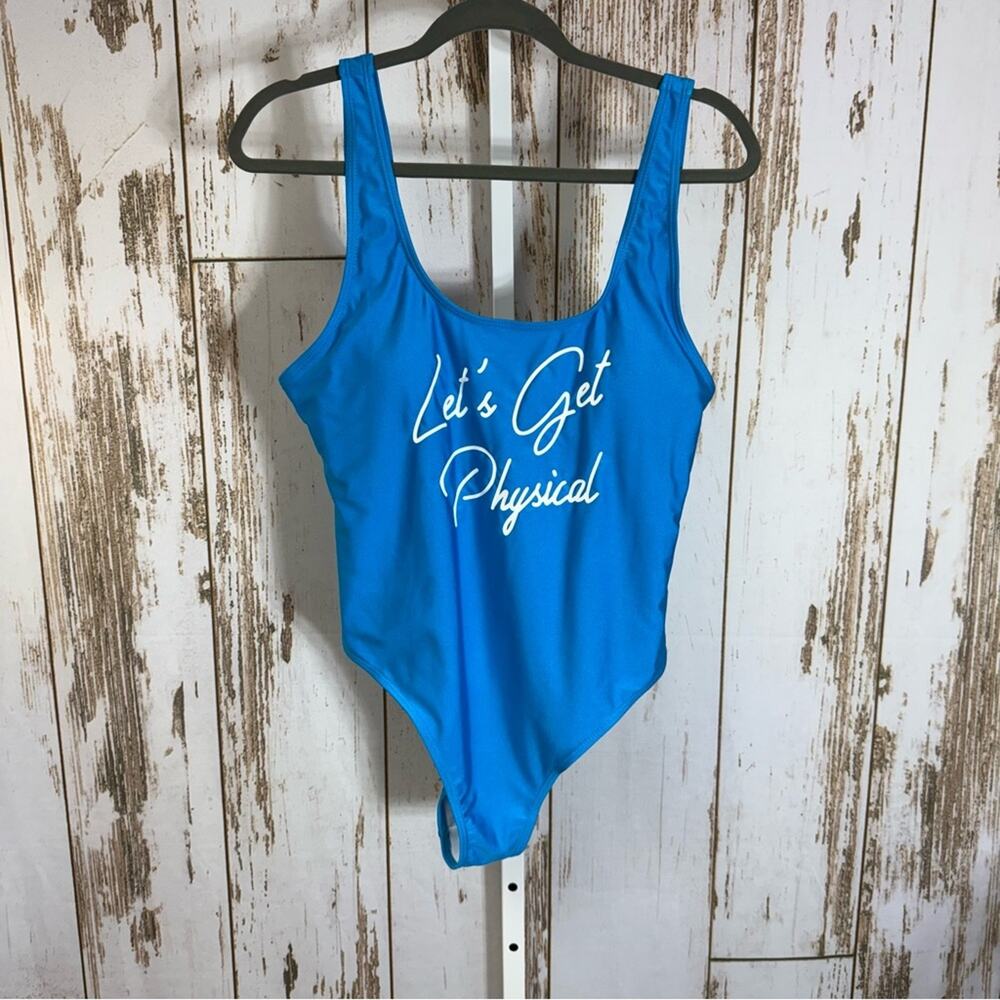 NWT, Let's Get Physical Blue Women's One Piece Swimsuit. Size XL
